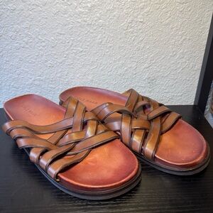 Cole Haan FeatherCraft C30861 Brown Leather Crisscross Slide Sandal Men's 13 M